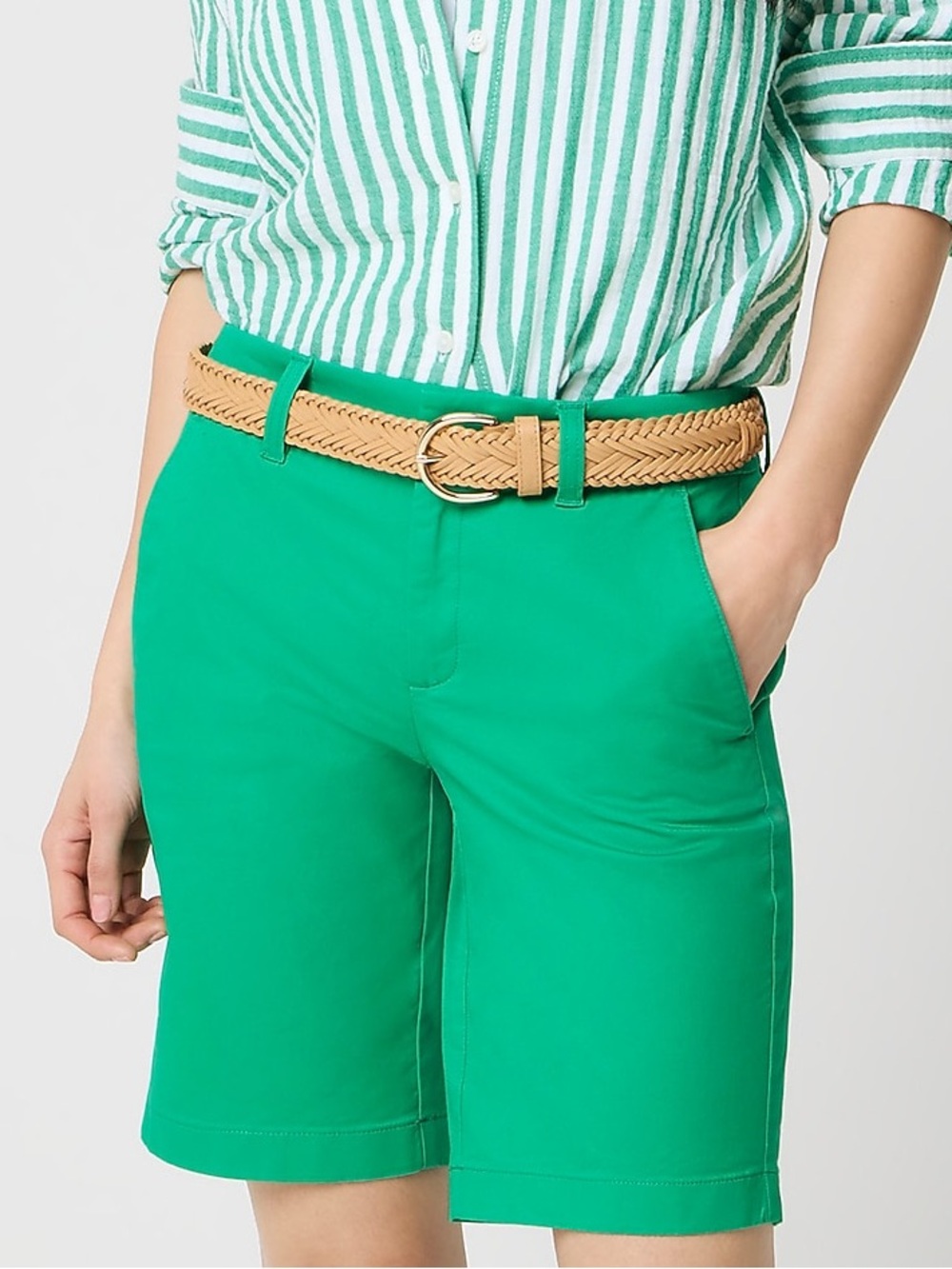 J. Crew Emerald Green 9" Frankie Bermuda Chino Short Stretch Preppy Classic